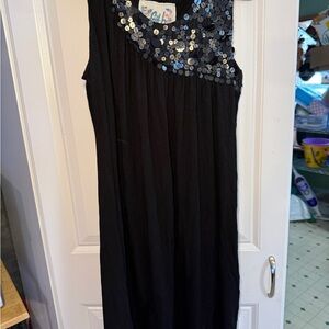 Elegant Black Sequin Midi Dress